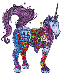 Unicorn made of tapestries found on the Web